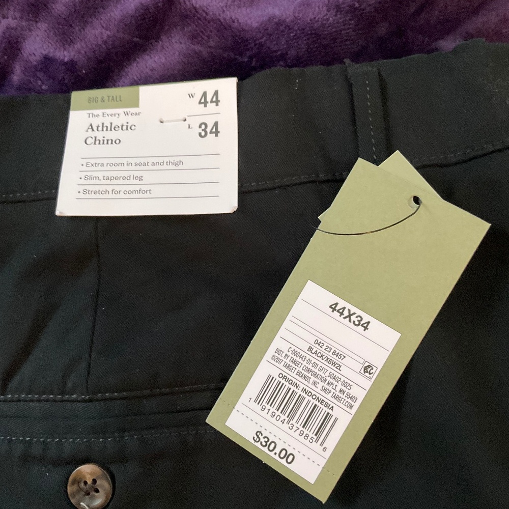 NWT Men’s Goodfellow Black Chinos 44x34